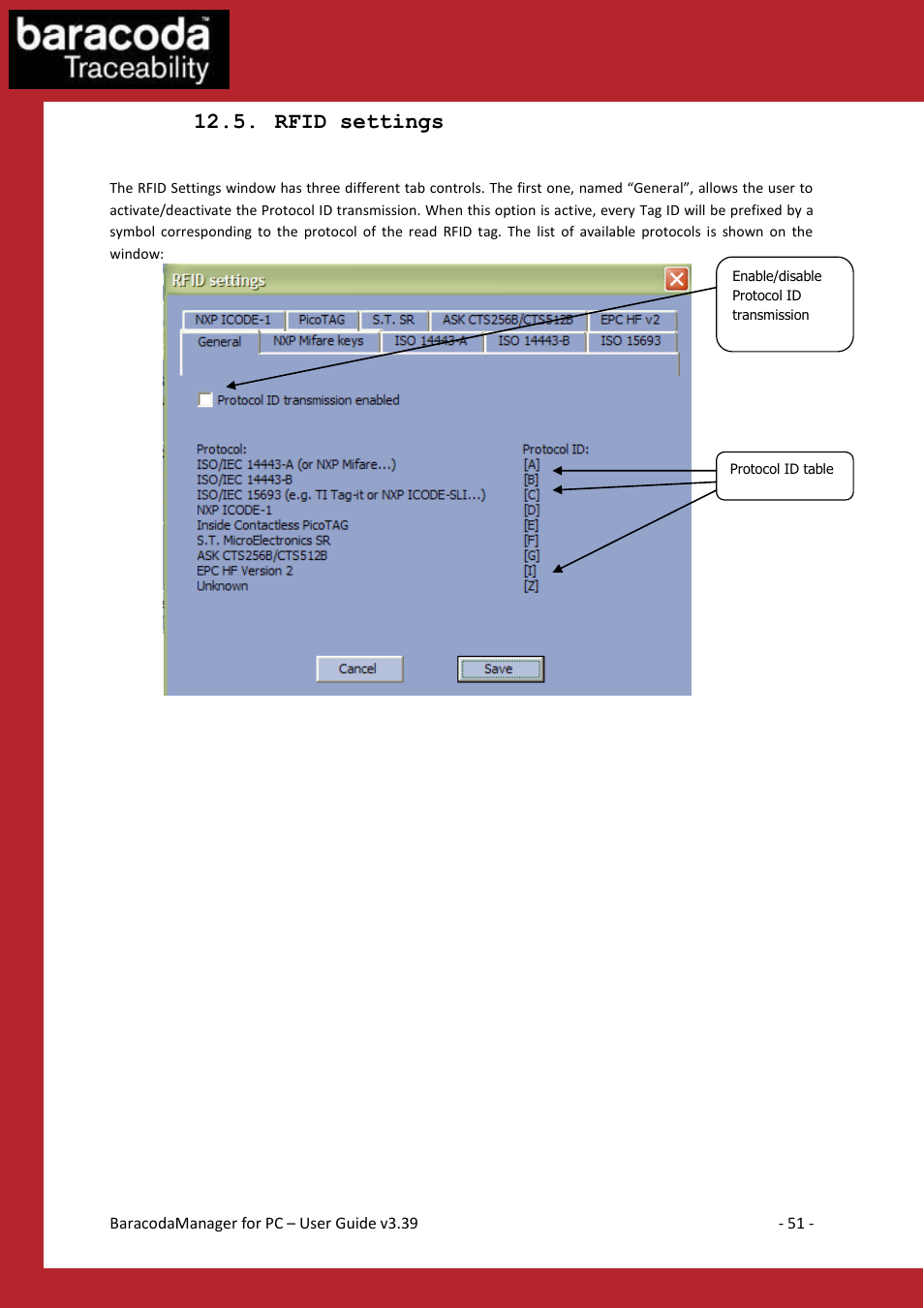 Rfid, Settings, Rfid settings | Baracoda Bluetooth Headset User Manual | Page 51 / 75