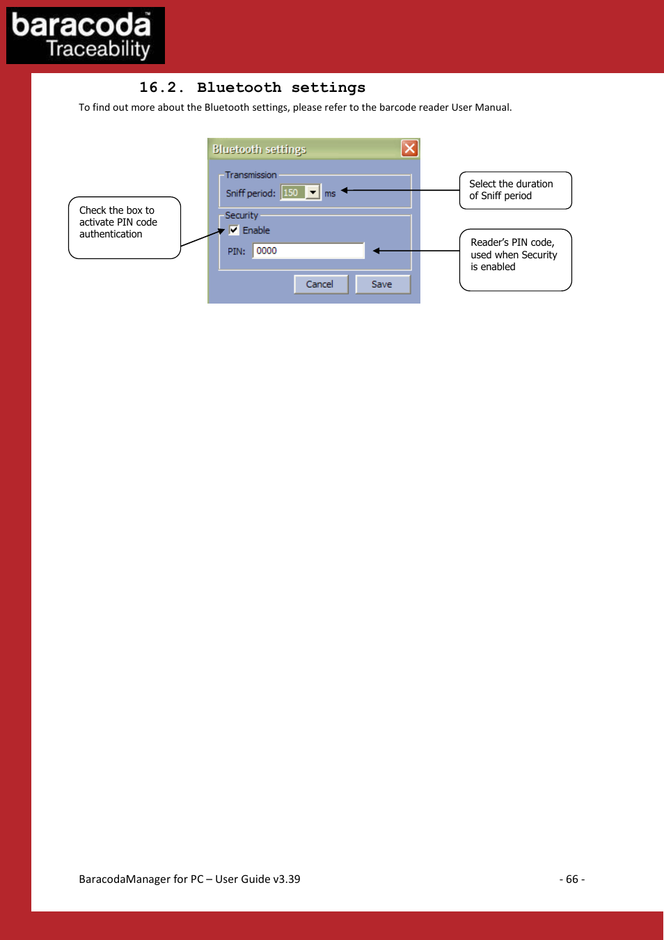 Luetooth settings, Bluetooth settings | Baracoda Bluetooth Headset User Manual | Page 66 / 75