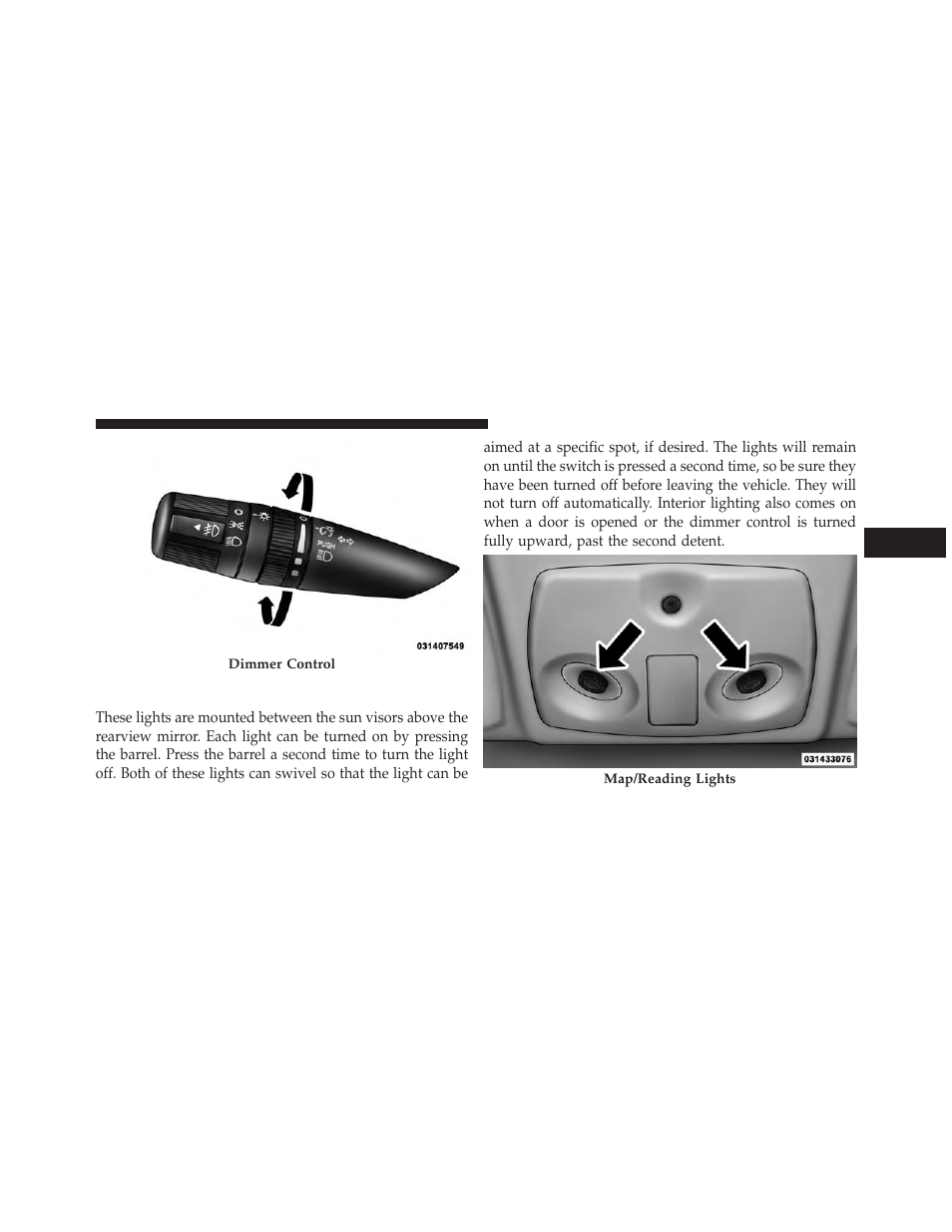 Map/reading/interior lights | Dodge 2013 Avenger - Owner Manual User Manual | Page 173 / 519