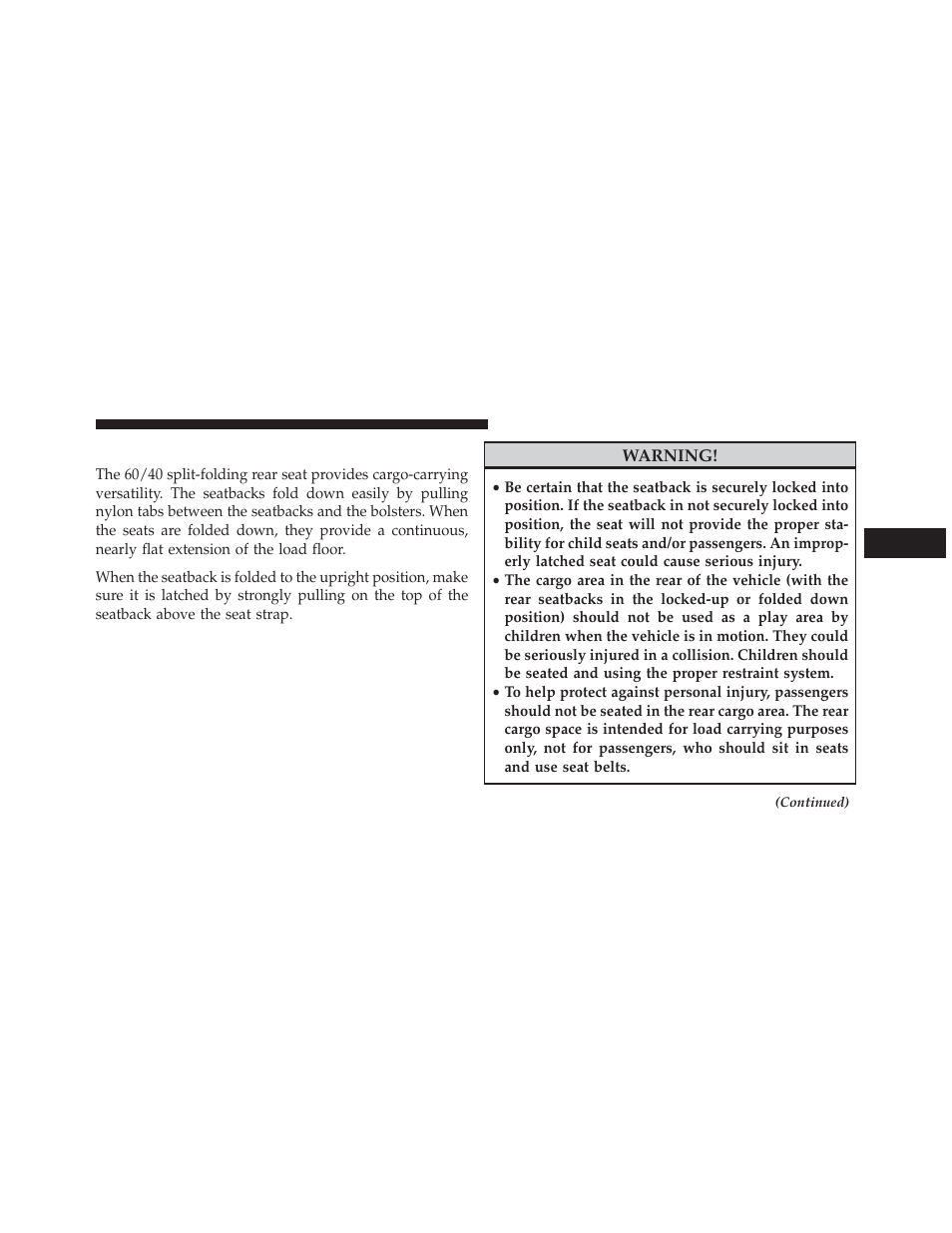 Cargo area features | Dodge 2013 Avenger - Owner Manual User Manual | Page 205 / 519