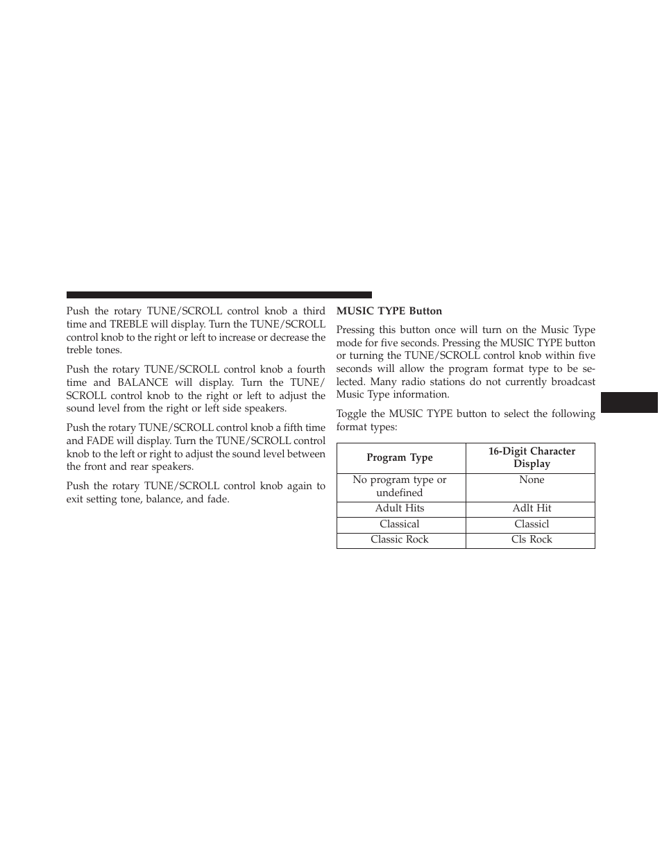Music type button | Dodge 2013 Avenger - Owner Manual User Manual | Page 257 / 519