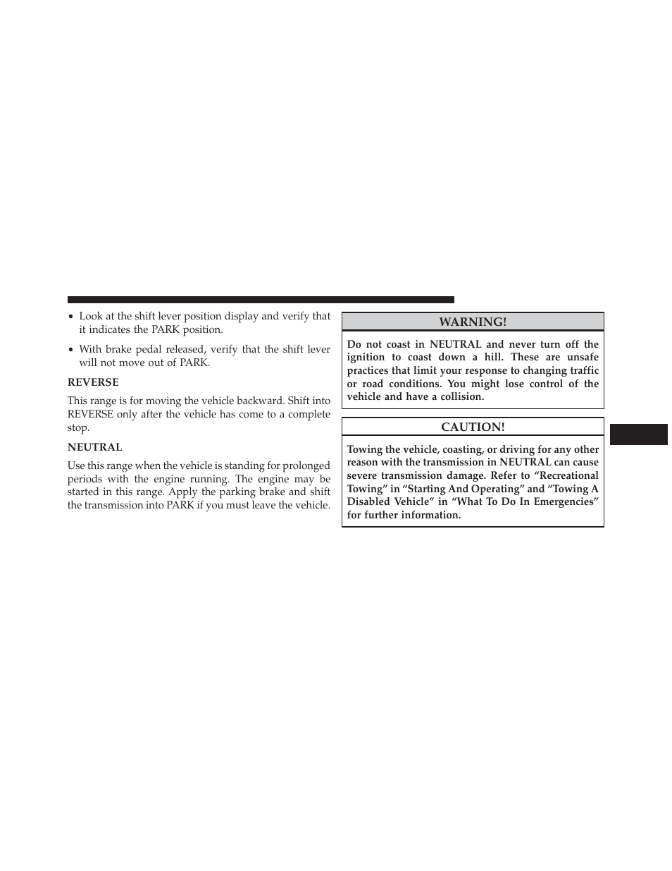 Reverse, Neutral | Dodge 2013 Avenger - Owner Manual User Manual | Page 311 / 519