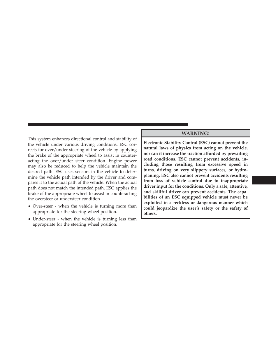 Electronic stability control (esc) | Dodge 2013 Avenger - Owner Manual User Manual | Page 337 / 519