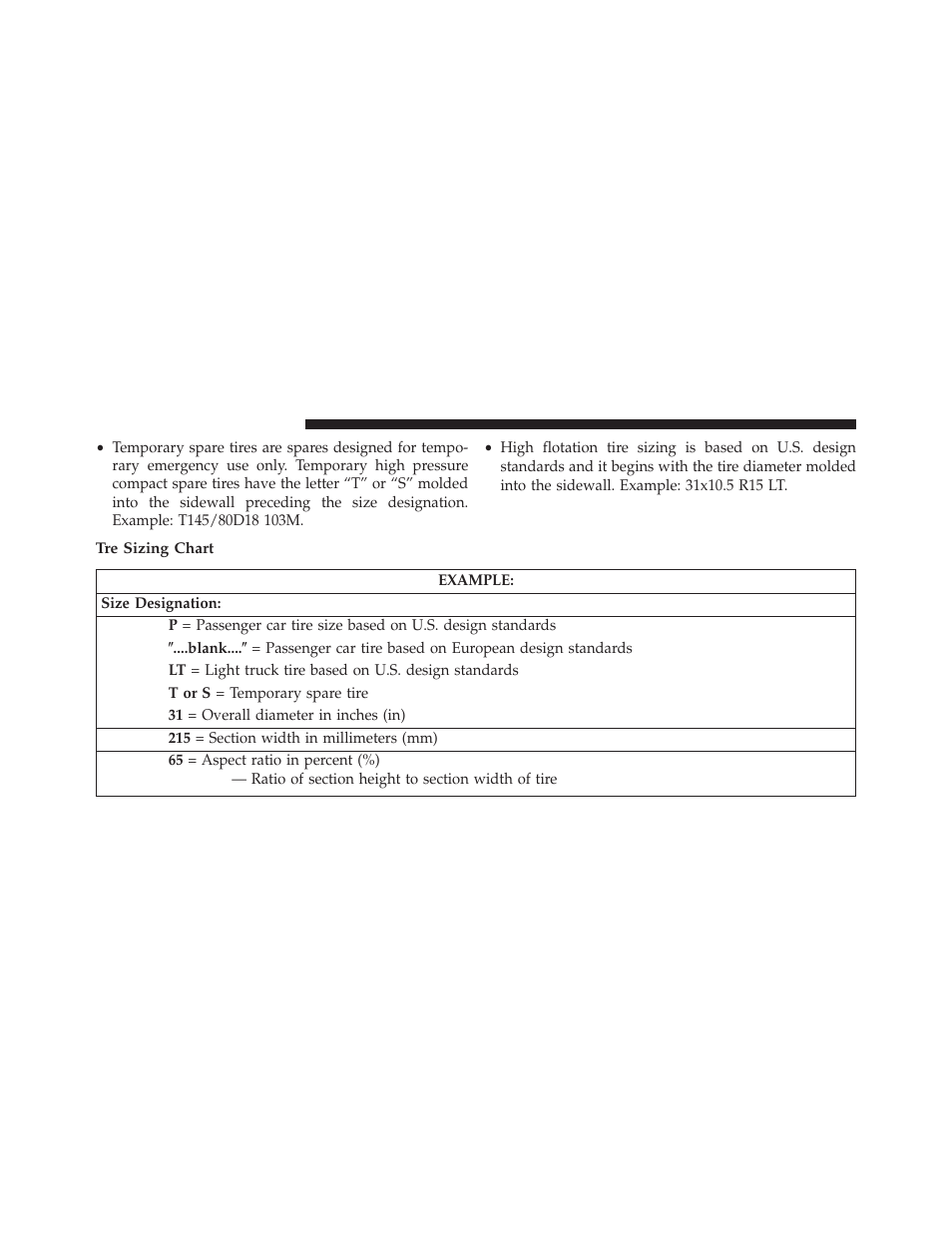 Tre sizing chart | Dodge 2013 Avenger - Owner Manual User Manual | Page 342 / 519