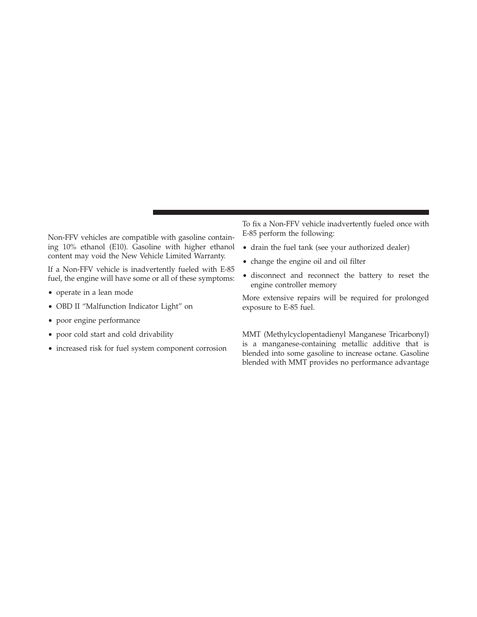 E-85 usage in non-flex fuel vehicles, Mmt in gasoline | Dodge 2013 Avenger - Owner Manual User Manual | Page 374 / 519
