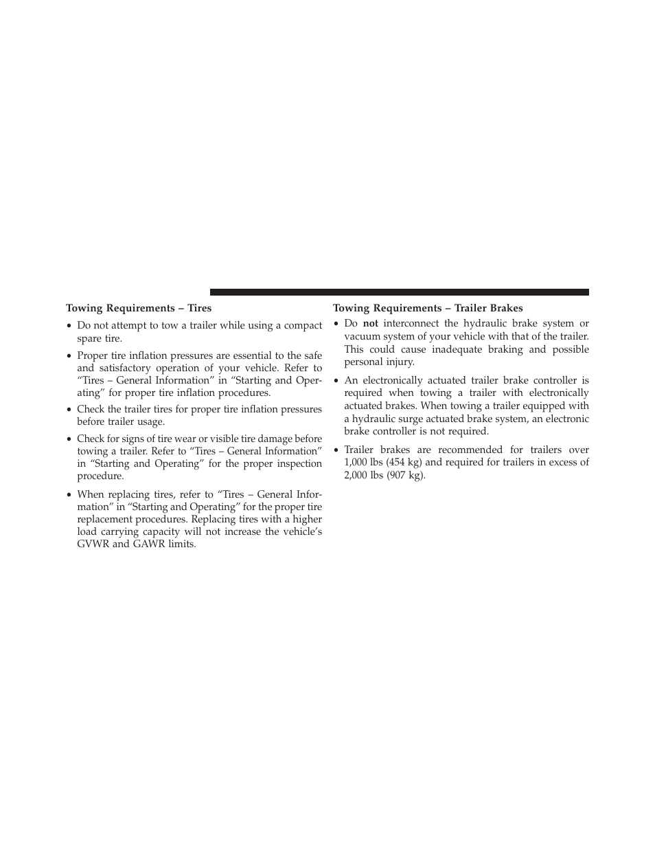 Towing requirements – tires, Towing requirements – trailer brakes | Dodge 2013 Avenger - Owner Manual User Manual | Page 392 / 519