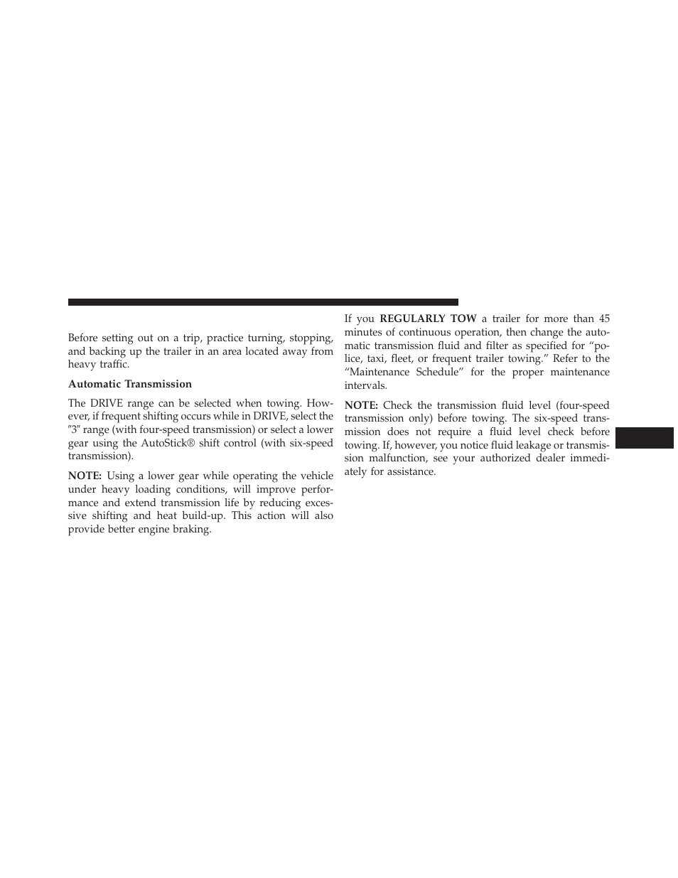 Towing tips, Automatic transmission | Dodge 2013 Avenger - Owner Manual User Manual | Page 395 / 519