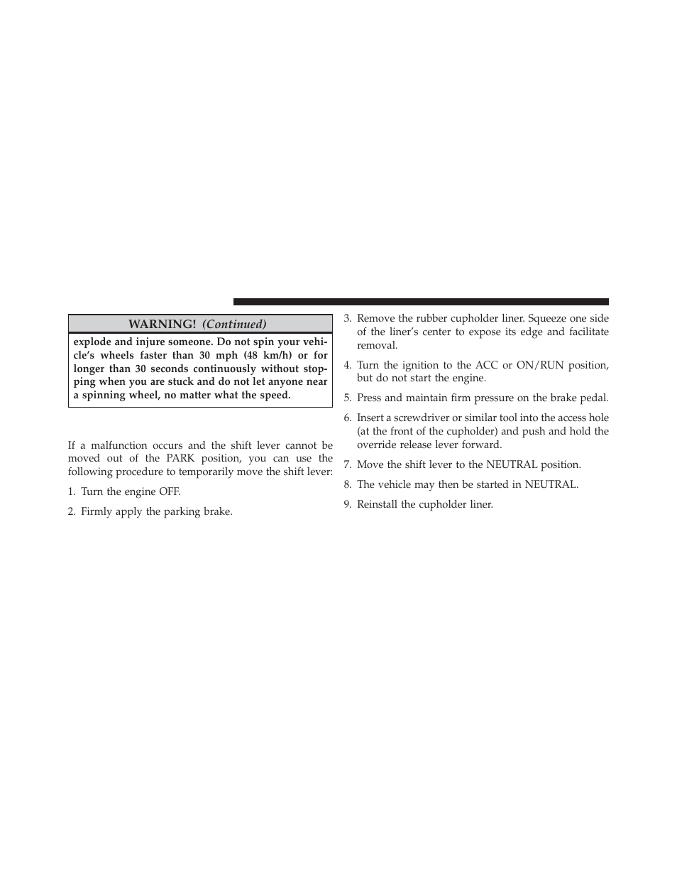Shift lever override | Dodge 2013 Avenger - Owner Manual User Manual | Page 420 / 519