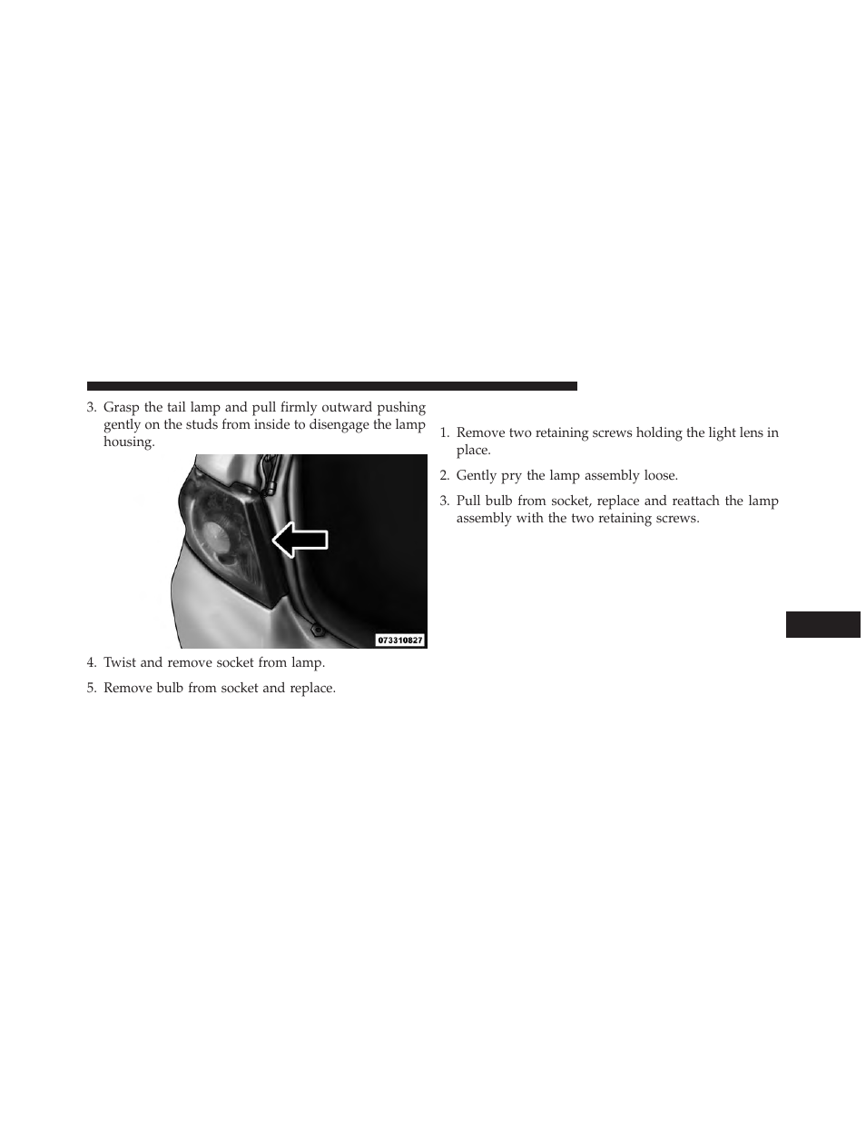 License plate lamp | Dodge 2013 Avenger - Owner Manual User Manual | Page 475 / 519