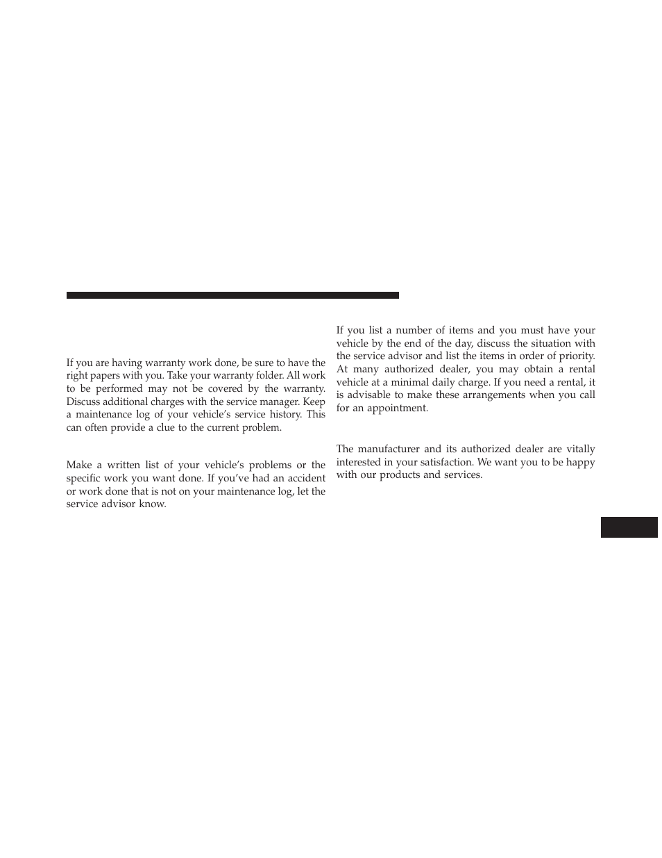 Suggestions for obtaining service for your vehicle, Prepare for the appointment, Prepare a list | Be reasonable with requests, If you need assistance, Suggestions for obtaining service, For your vehicle | Dodge 2013 Avenger - Owner Manual User Manual | Page 489 / 519