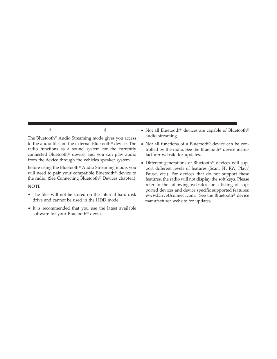 Bluetooth audio streaming mode | Ram Trucks UCONNECT 730N for Jeep User Manual | Page 115 / 220
