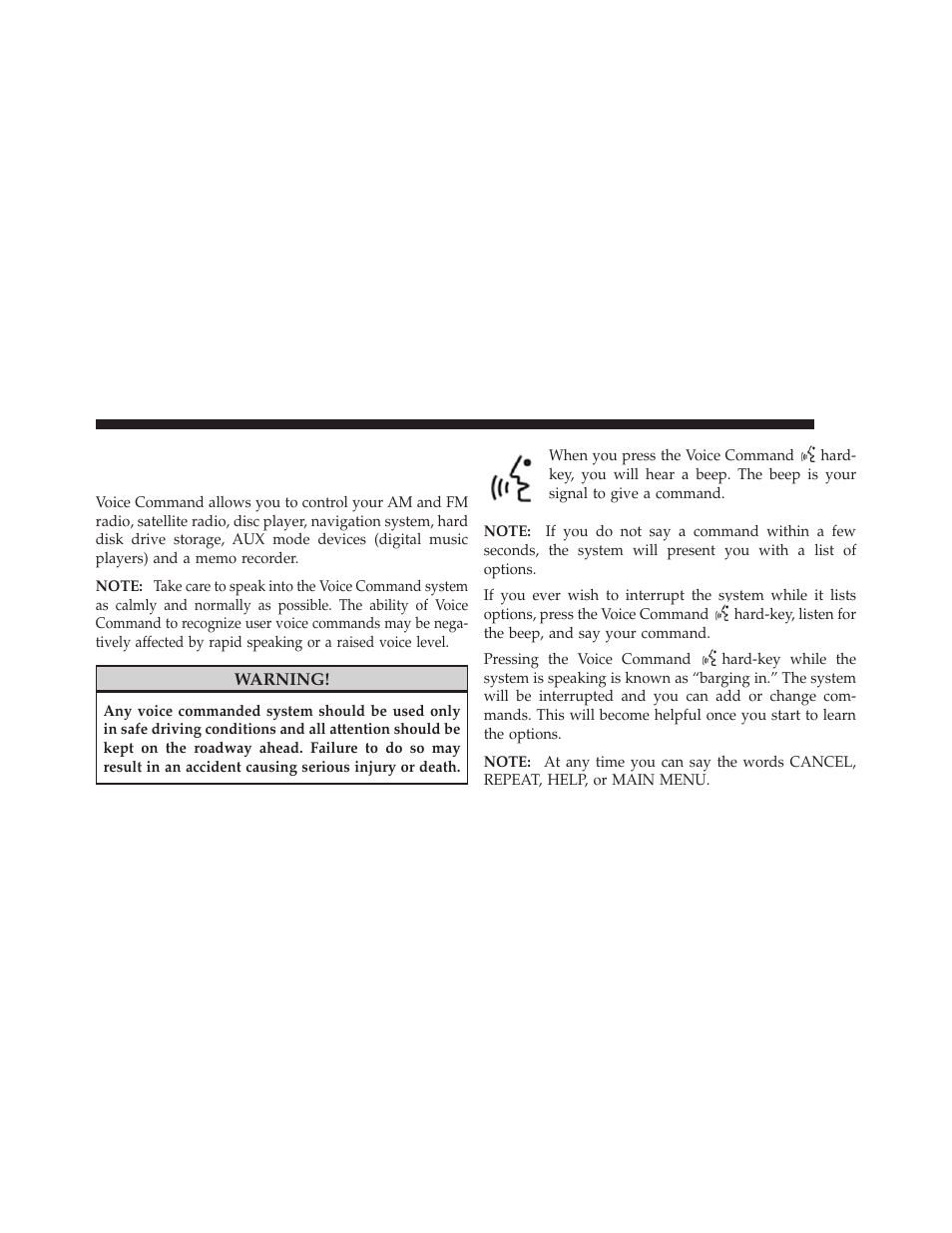 Voice command, Voice command operation | Ram Trucks UCONNECT 730N for Jeep User Manual | Page 125 / 220
