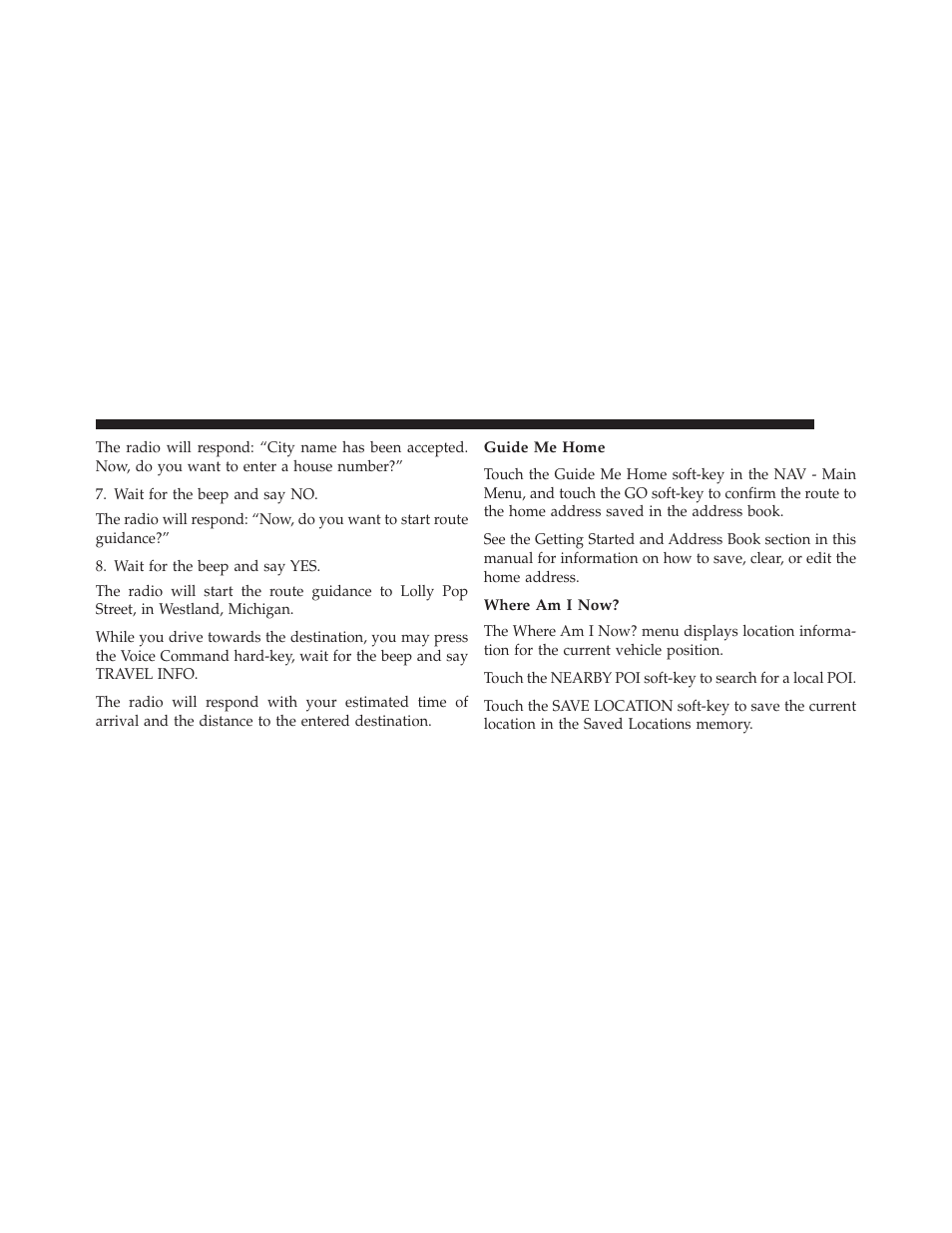 Guide me home, Where am i now | Ram Trucks UCONNECT 730N for Jeep User Manual | Page 167 / 220