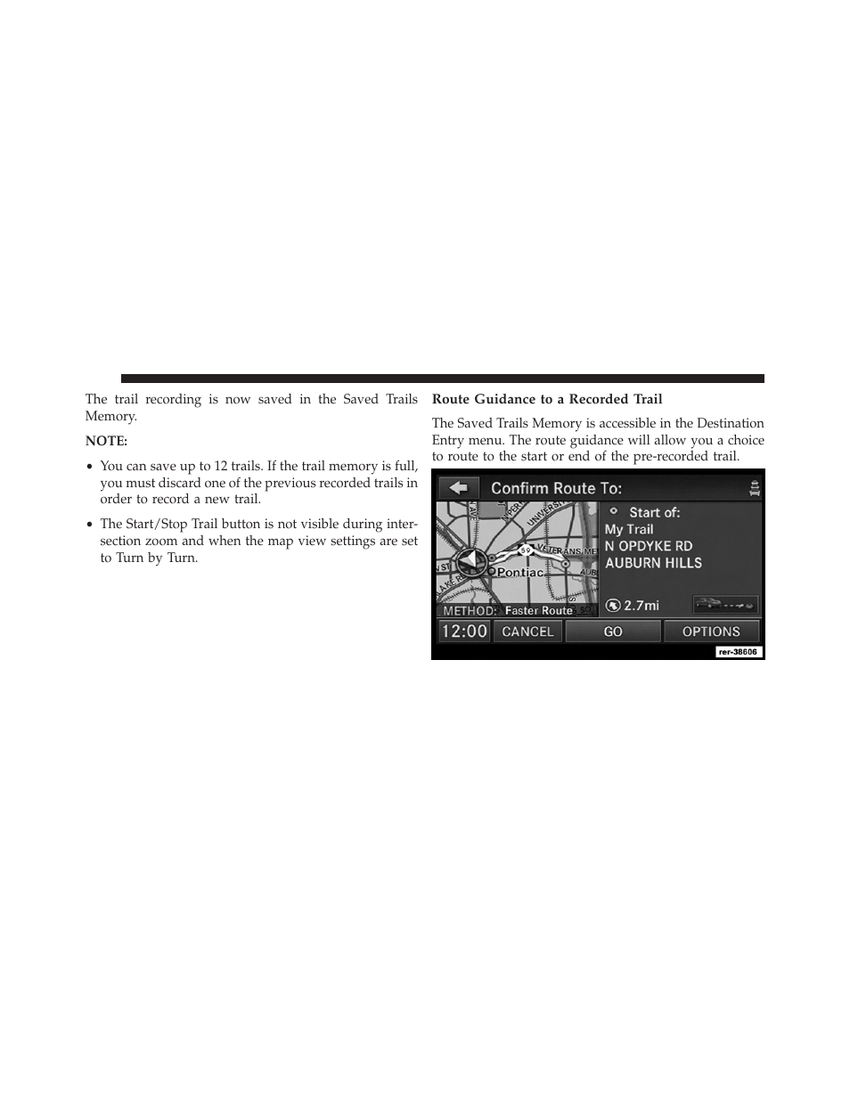 Route guidance to a recorded trail | Ram Trucks UCONNECT 730N for Jeep User Manual | Page 172 / 220