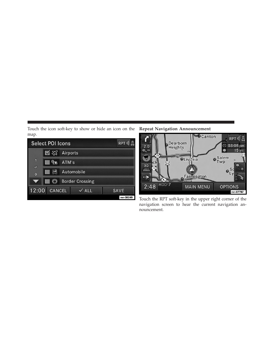 Repeat navigation announcement | Ram Trucks UCONNECT 730N for Jeep User Manual | Page 179 / 220