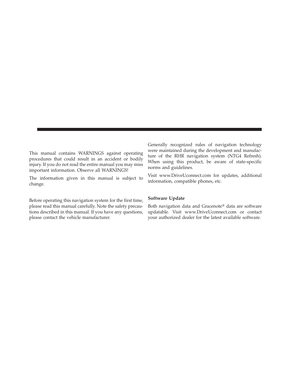 Introduction, Warnings, Safety references | Intended use, System care, Software update | Ram Trucks UCONNECT 730N for Jeep User Manual | Page 18 / 220