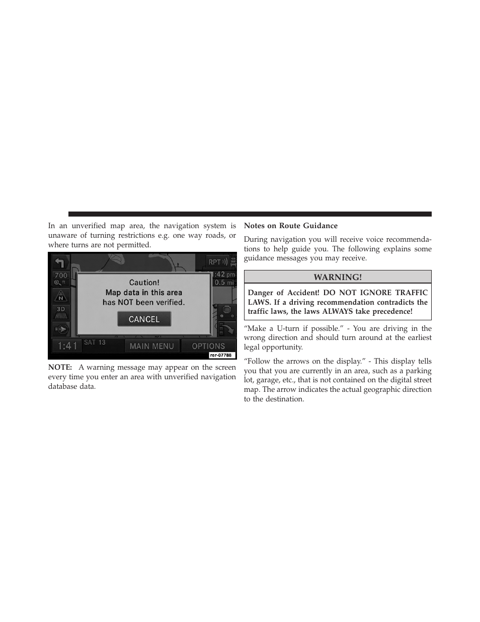 Notes on route guidance | Ram Trucks UCONNECT 730N for Jeep User Manual | Page 182 / 220