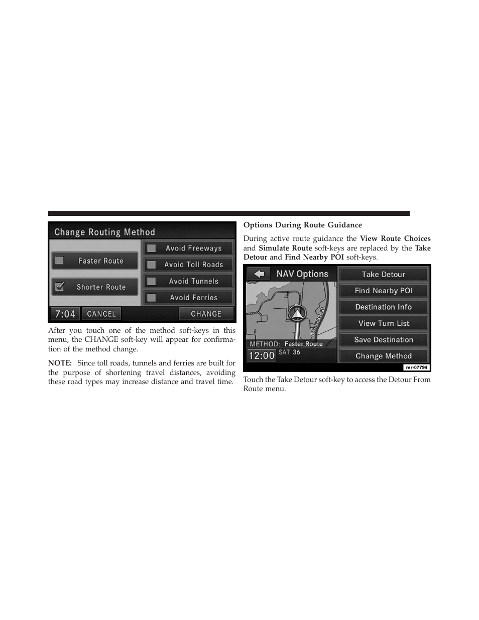 Options during route guidance | Ram Trucks UCONNECT 730N for Jeep User Manual | Page 189 / 220