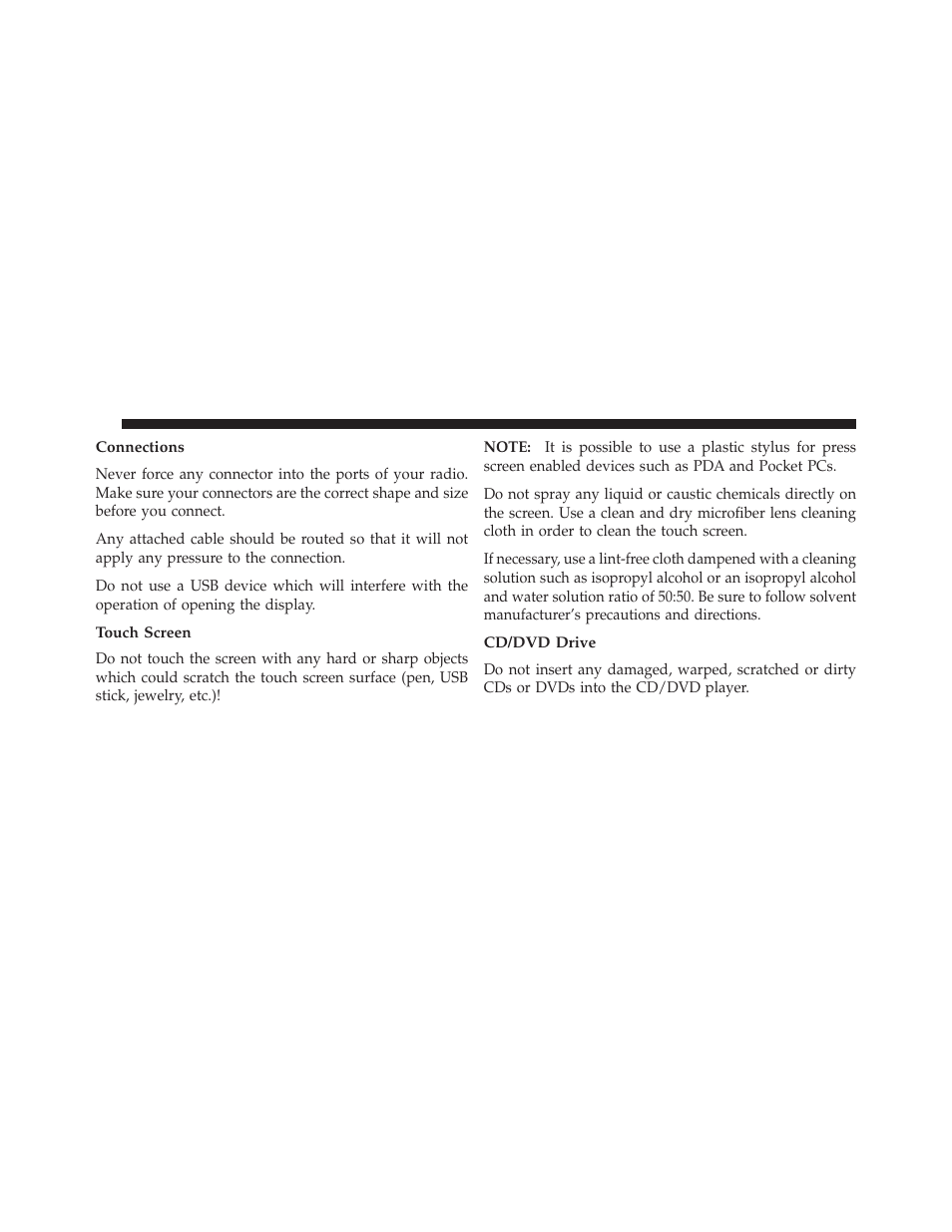 Connections, Touch screen, Cd/dvd drive | Ram Trucks UCONNECT 730N for Jeep User Manual | Page 20 / 220