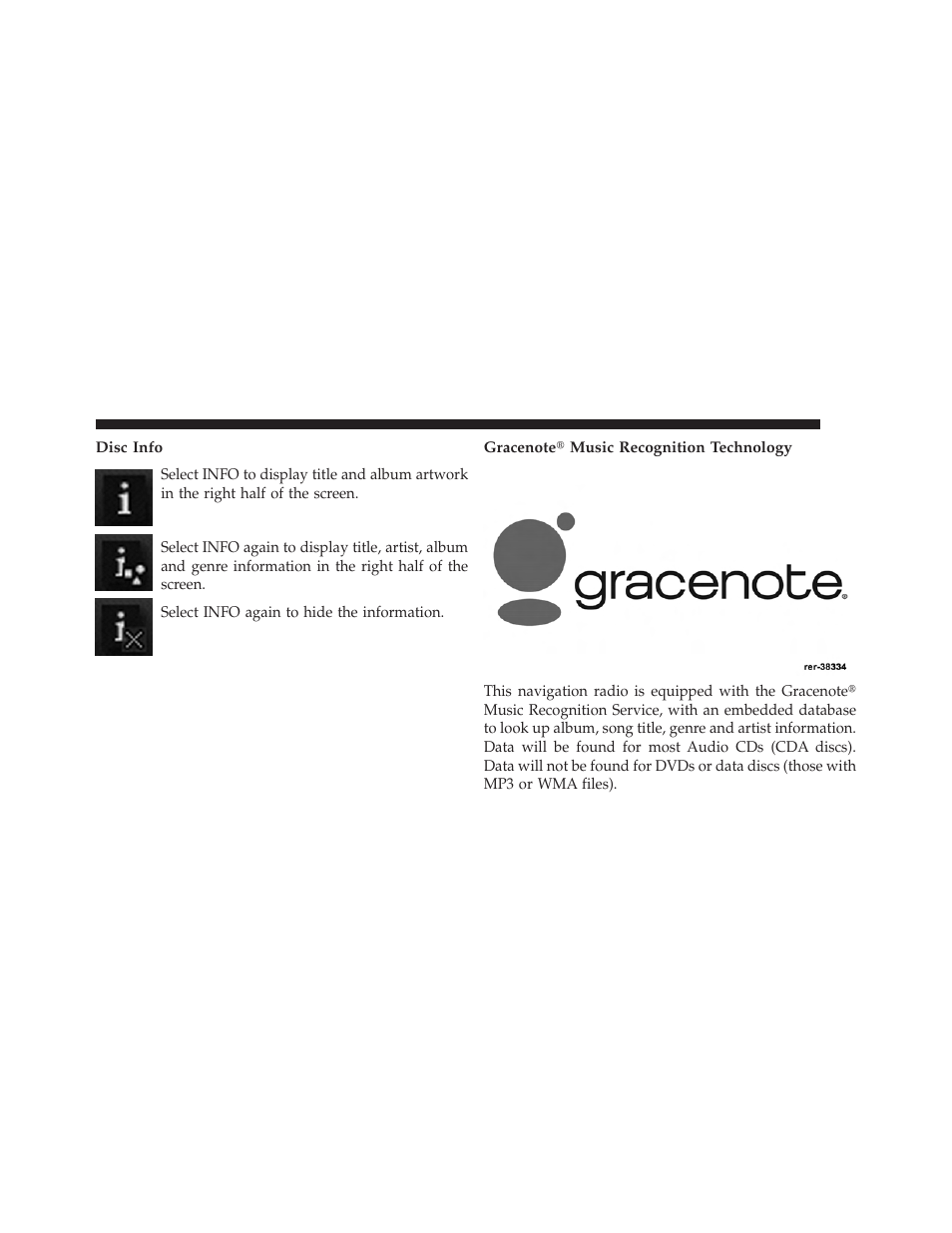 Disc info, Gracenote music recognition technology | Ram Trucks UCONNECT 730N for Jeep User Manual | Page 73 / 220