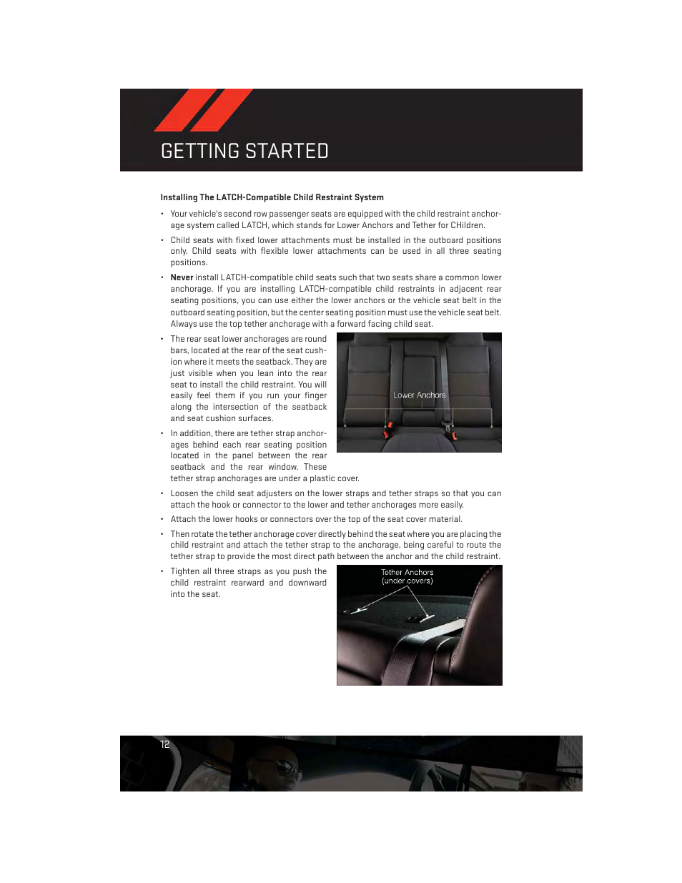 Getting started | Dodge 2013 Avenger - User Guide User Manual | Page 14 / 108