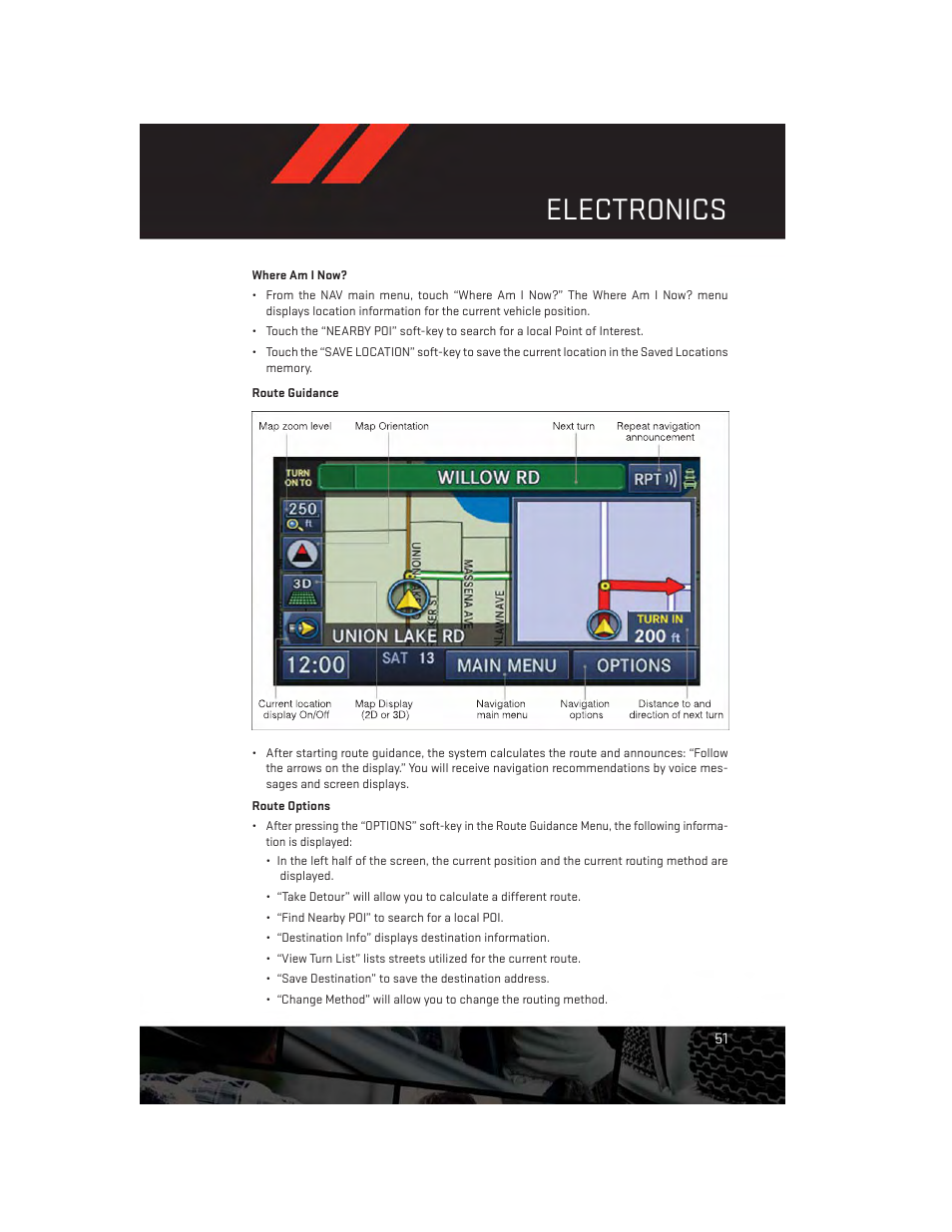 Route guidance, Electronics | Dodge 2013 Avenger - User Guide User Manual | Page 53 / 108