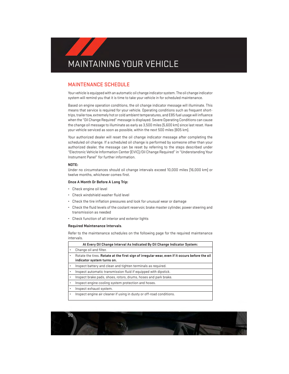Maintenance schedule, Maintaining your vehicle | Dodge 2013 Avenger - User Guide User Manual | Page 92 / 108