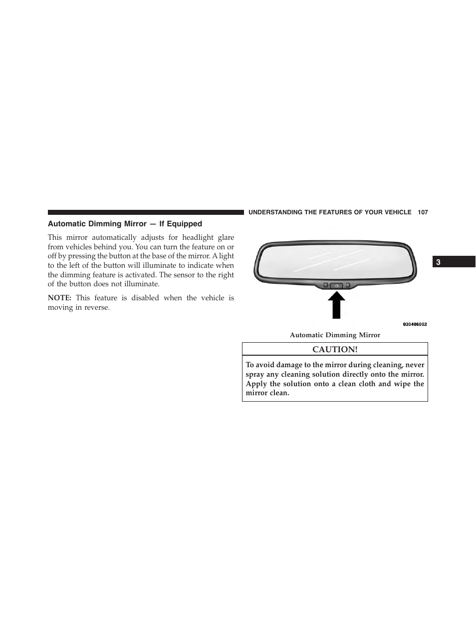 Automatic dimming mirror — if equipped | Dodge 2013 Challenger - Owner Manual User Manual | Page 109 / 530