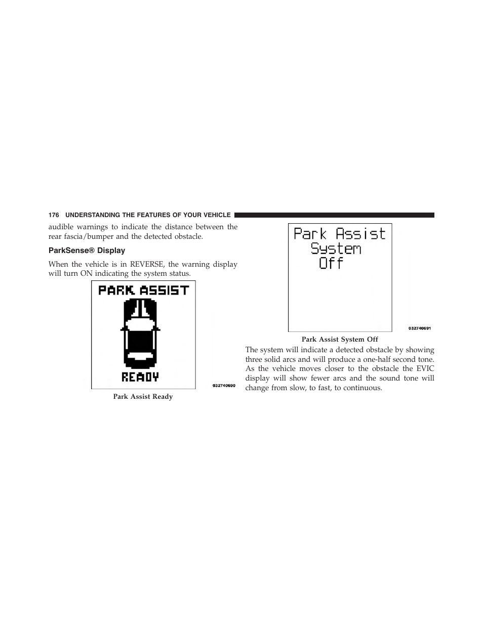 Parksense® display | Dodge 2013 Challenger - Owner Manual User Manual | Page 178 / 530