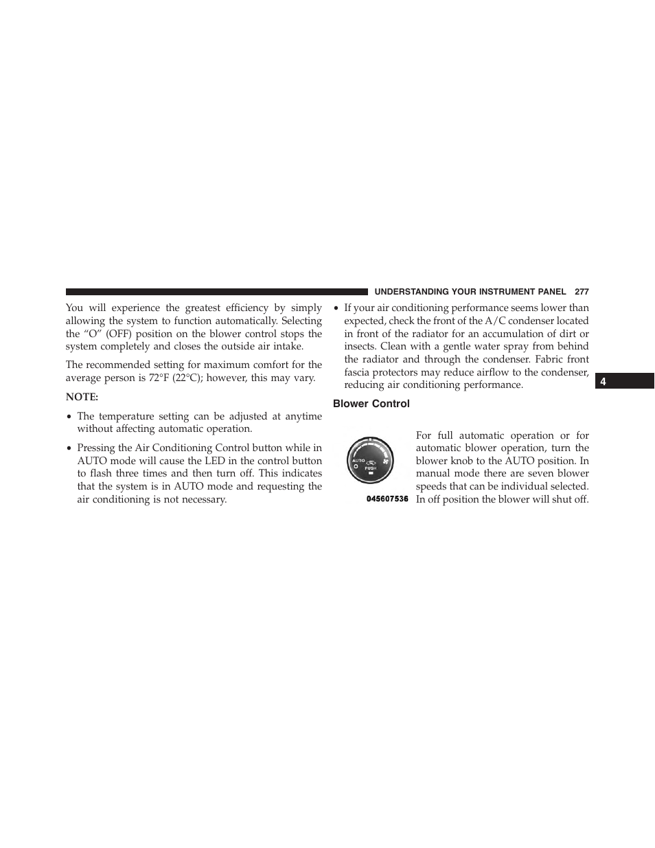 Blower control | Dodge 2013 Challenger - Owner Manual User Manual | Page 279 / 530