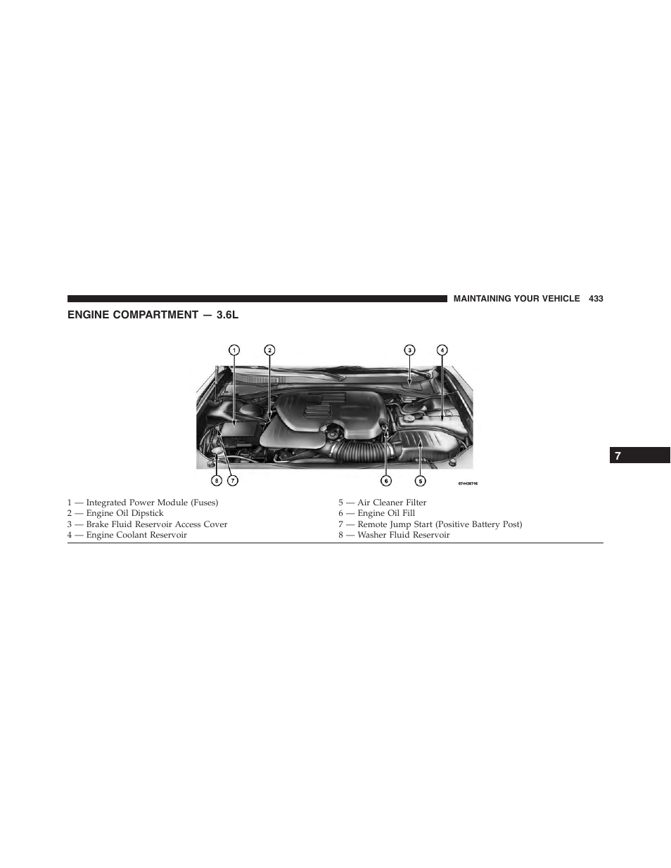 Engine compartment — 3.6l | Dodge 2013 Challenger - Owner Manual User Manual | Page 435 / 530