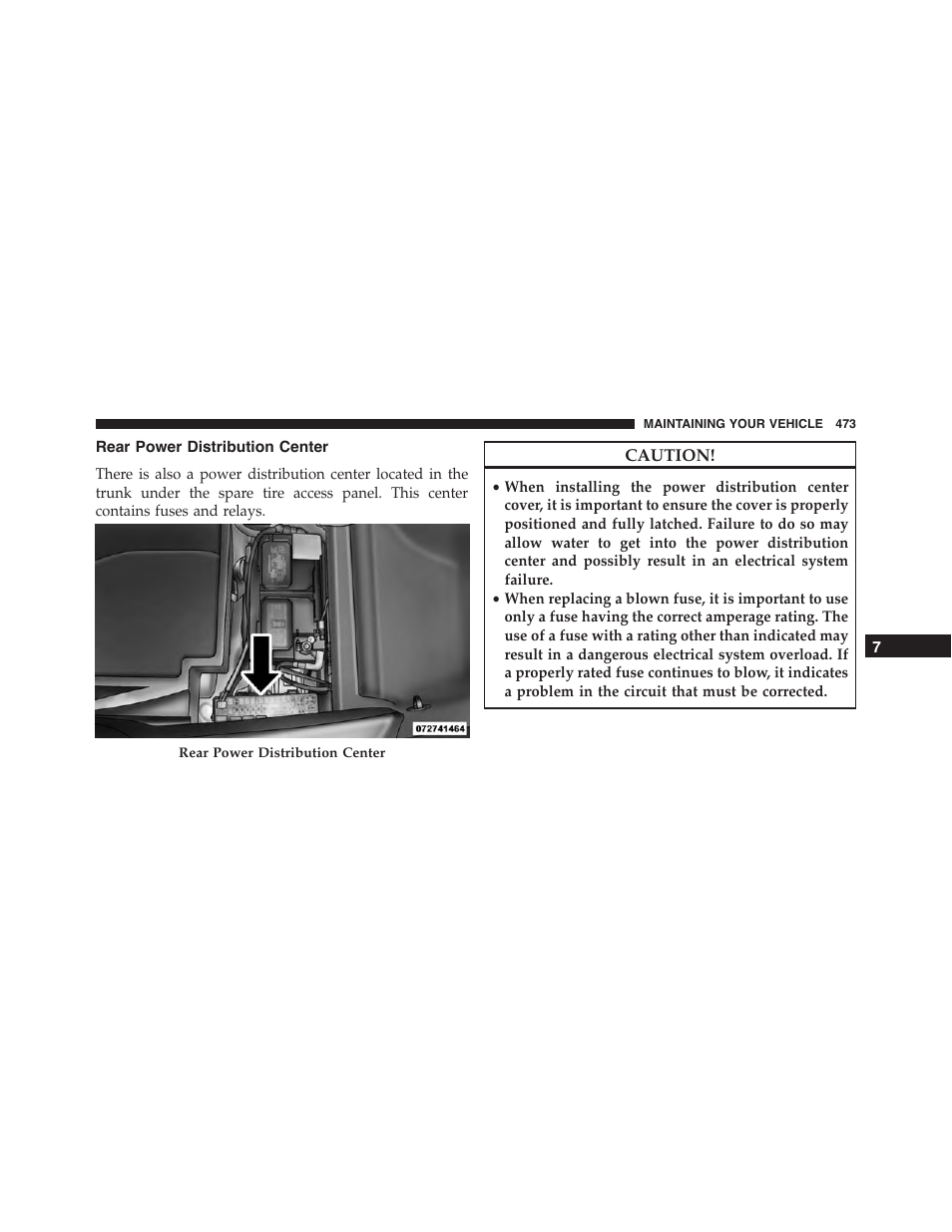 Rear power distribution center | Dodge 2013 Challenger - Owner Manual User Manual | Page 475 / 530