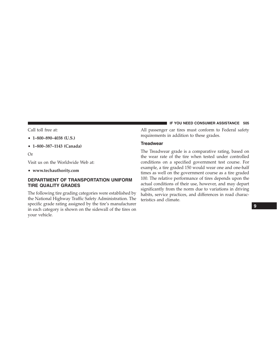 Treadwear, Department of transportation uniform, Tire quality grades | Dodge 2013 Challenger - Owner Manual User Manual | Page 507 / 530