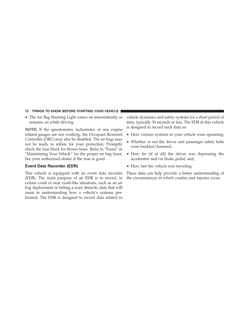 Event data recorder (edr) | Dodge 2013 Challenger - Owner Manual User Manual | Page 74 / 530