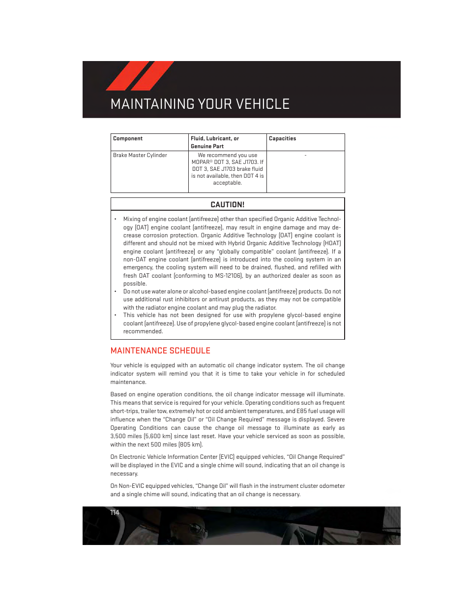 Maintenance schedule, Maintaining your vehicle | Dodge 2013 Challenger_SRT - User Guide User Manual | Page 116 / 140