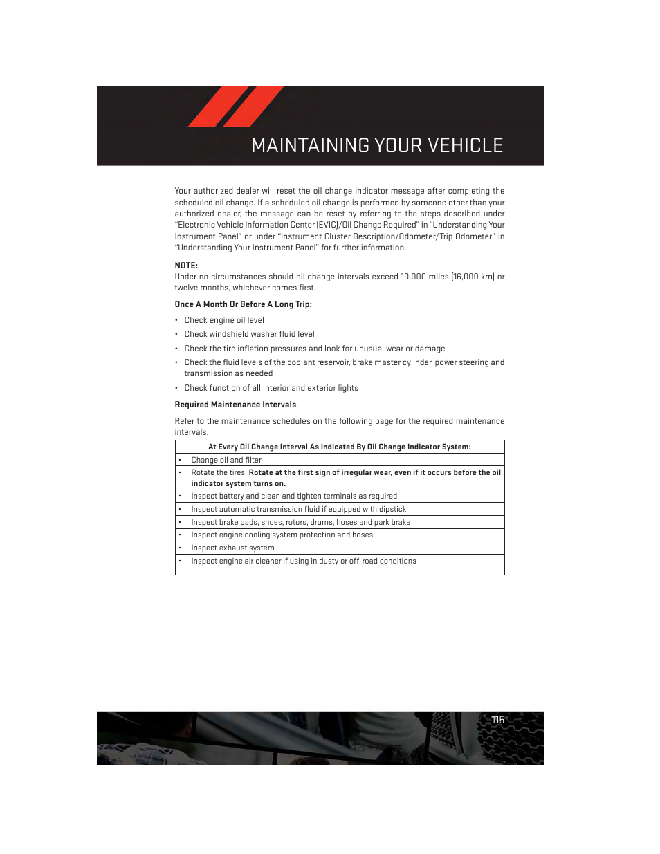 Maintaining your vehicle | Dodge 2013 Challenger_SRT - User Guide User Manual | Page 117 / 140