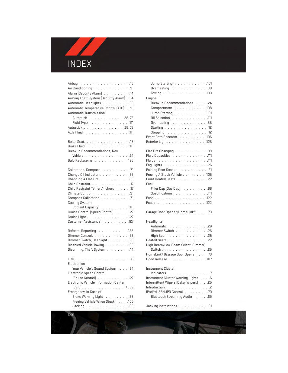 Index | Dodge 2013 Challenger_SRT - User Guide User Manual | Page 134 / 140