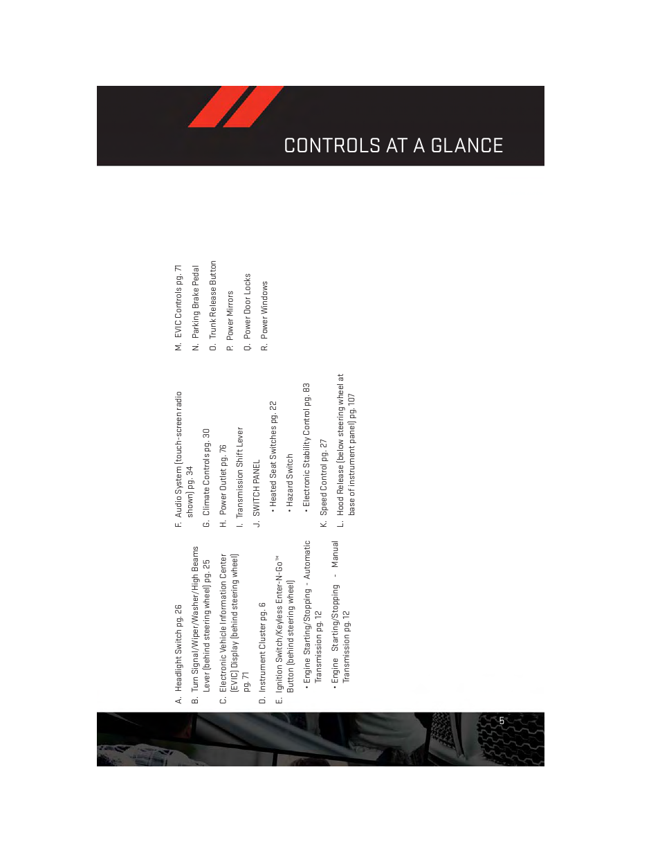 Controls at a glance | Dodge 2013 Challenger_SRT - User Guide User Manual | Page 7 / 140