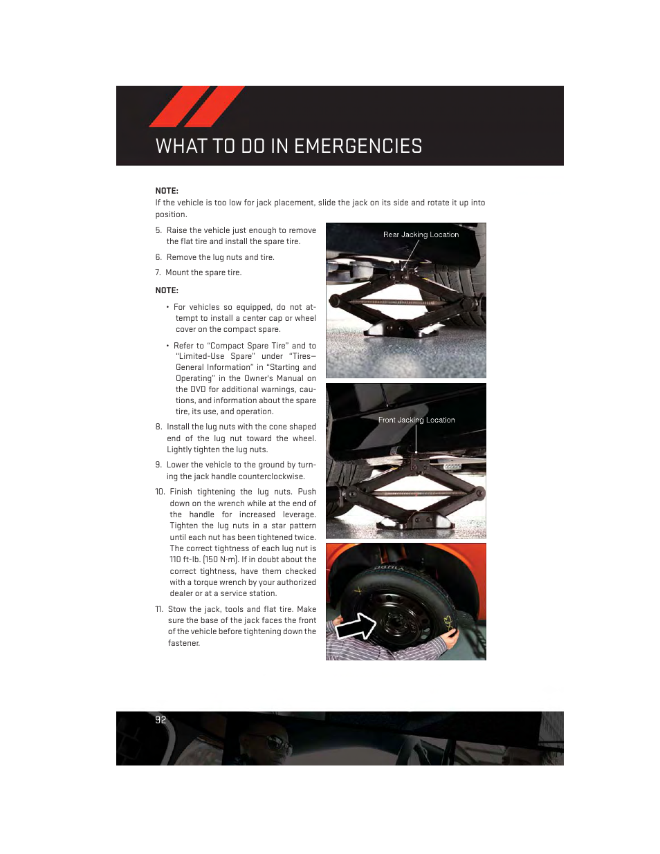 What to do in emergencies | Dodge 2013 Challenger_SRT - User Guide User Manual | Page 94 / 140