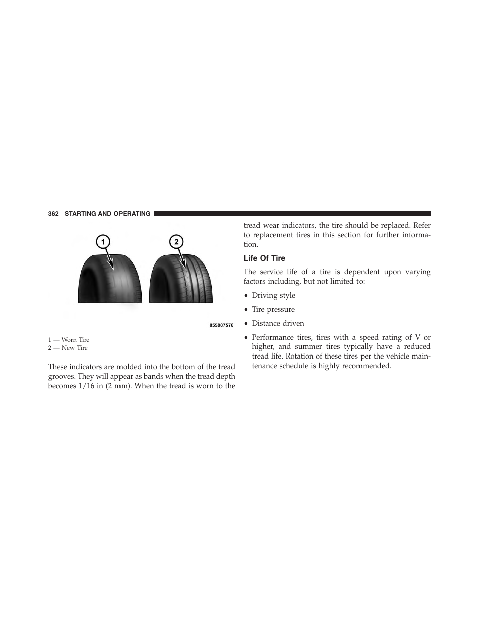 Life of tire | Dodge 2013 Challenger_SRT - Owner Manual User Manual | Page 364 / 520