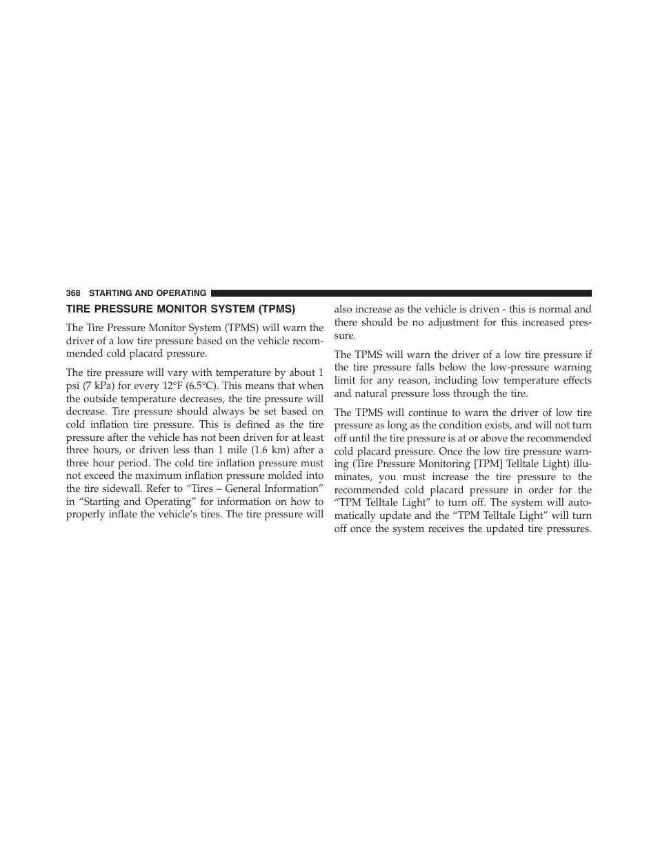 Tire pressure monitor system (tpms) | Dodge 2013 Challenger_SRT - Owner Manual User Manual | Page 370 / 520