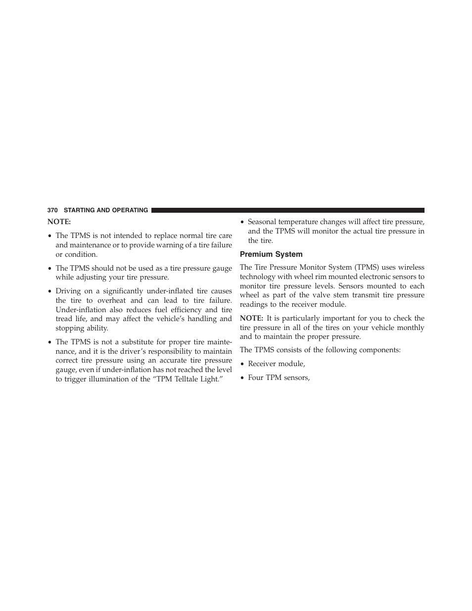 Premium system | Dodge 2013 Challenger_SRT - Owner Manual User Manual | Page 372 / 520