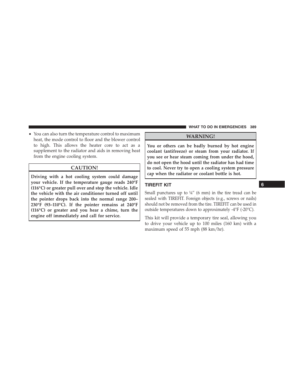 Tirefit kit | Dodge 2013 Challenger_SRT - Owner Manual User Manual | Page 391 / 520