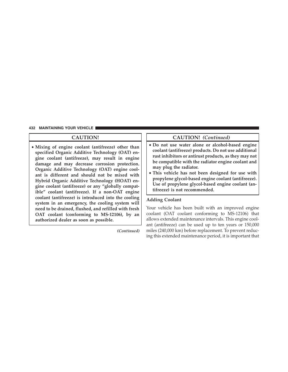 Adding coolant | Dodge 2013 Challenger_SRT - Owner Manual User Manual | Page 434 / 520