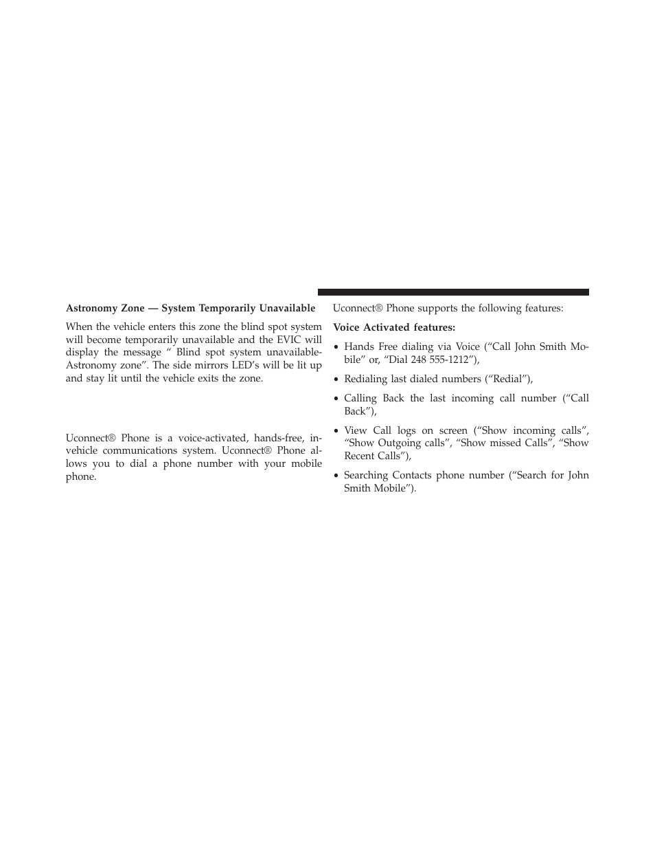 Uconnect® phone(4.3), Uconnect® 4.3, Voice activated features | Dodge 2013 Charger - Owner Manual User Manual | Page 126 / 631