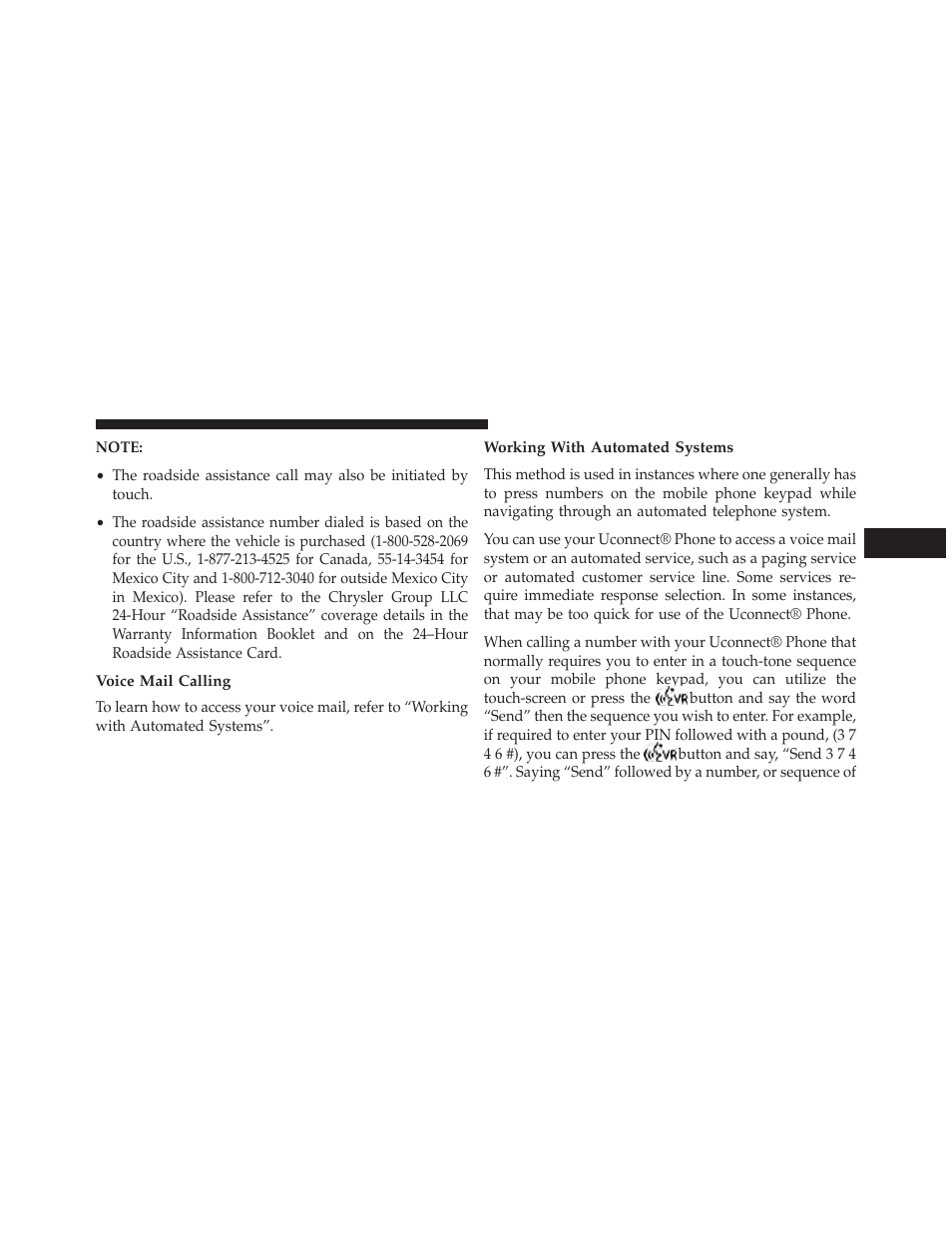 Voice mail calling, Working with automated systems | Dodge 2013 Charger - Owner Manual User Manual | Page 171 / 631