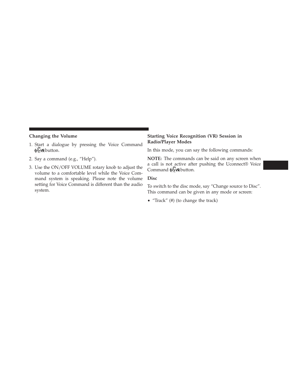 Changing the volume, Disc | Dodge 2013 Charger - Owner Manual User Manual | Page 191 / 631