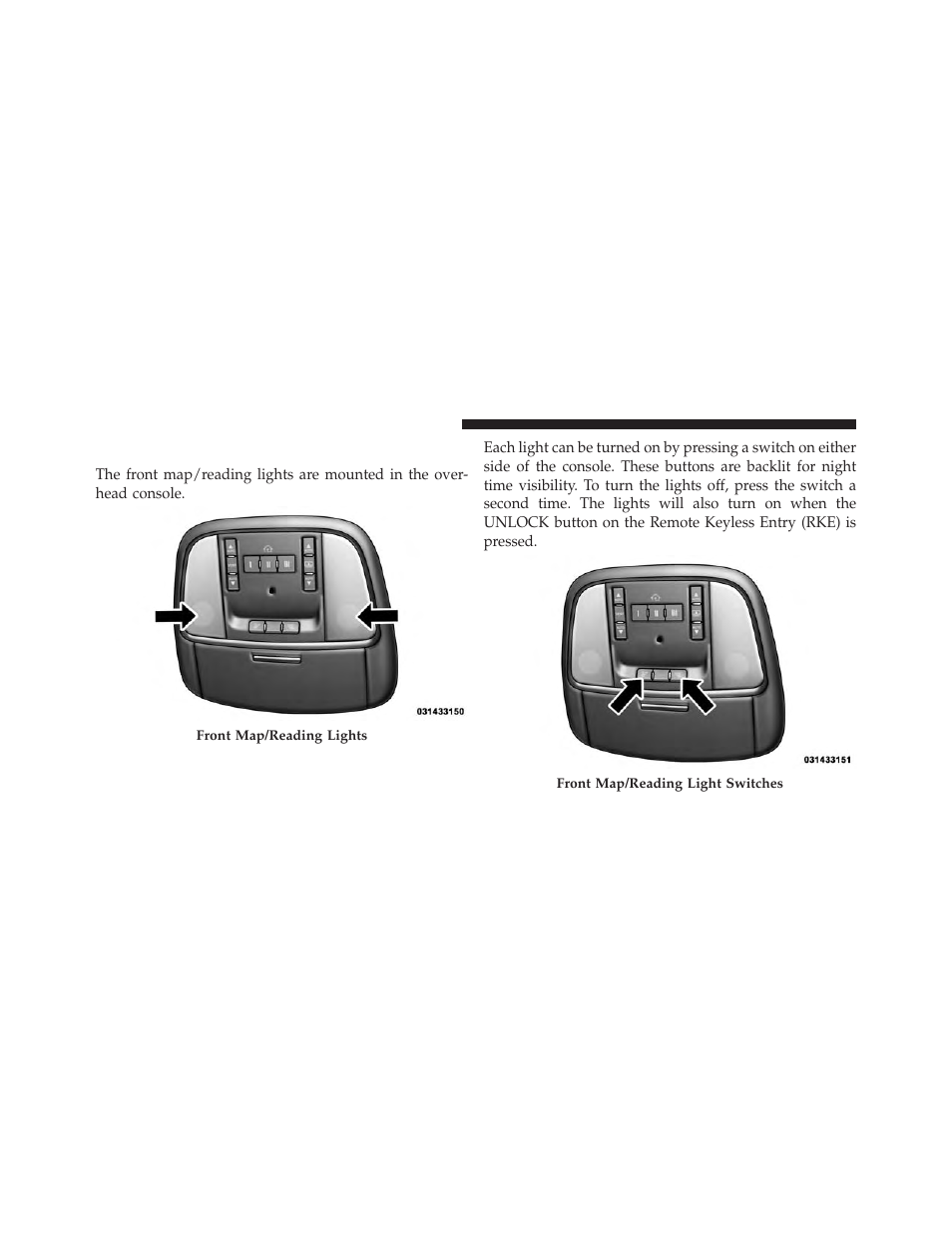 Front map/reading lights | Dodge 2013 Charger - Owner Manual User Manual | Page 228 / 631