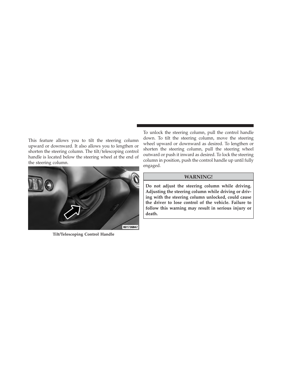 Tilt/telescoping steering column | Dodge 2013 Charger - Owner Manual User Manual | Page 236 / 631