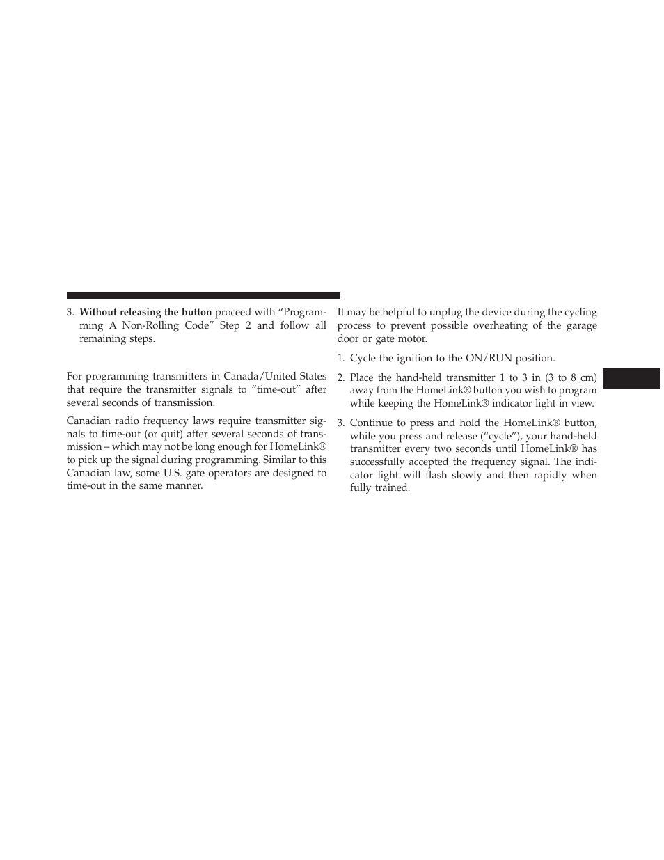 Canadian/gate operator programming | Dodge 2013 Charger - Owner Manual User Manual | Page 291 / 631